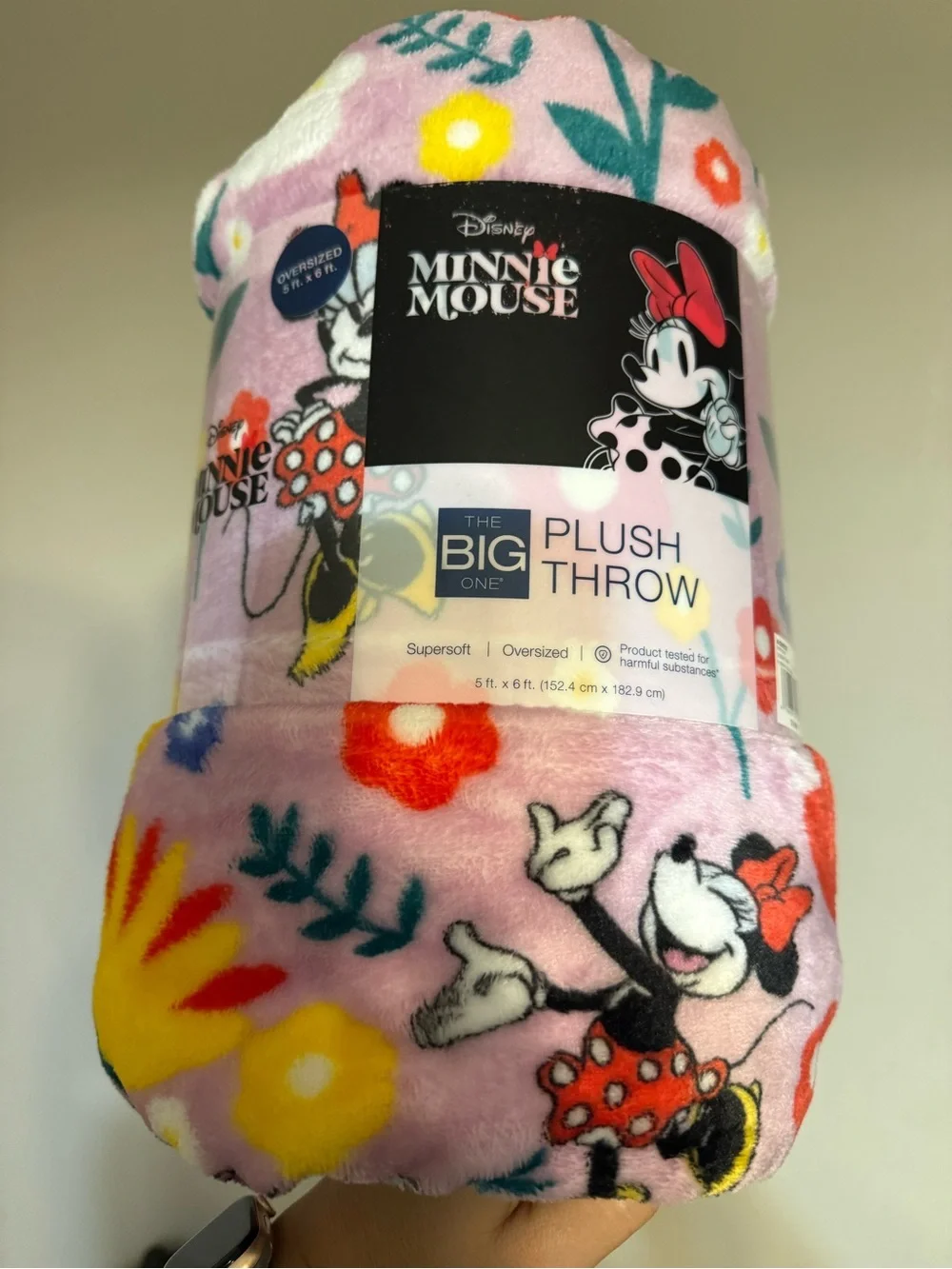 Disney Minnie Mouse Plush Throw Blanket - Pink with Multicolor Floral